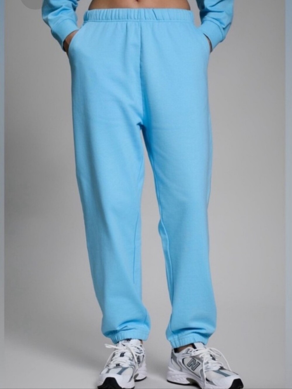 Year Of Ours Turquoise Blue 100% Cotton High Rise Elastic Waist Pants Sz XS New